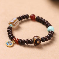 Bracelet authentique tibétain en perles de Bodhi violettes Dzi, symbole du Dieu de la richesse et de la sagesse, de KarmaRipple