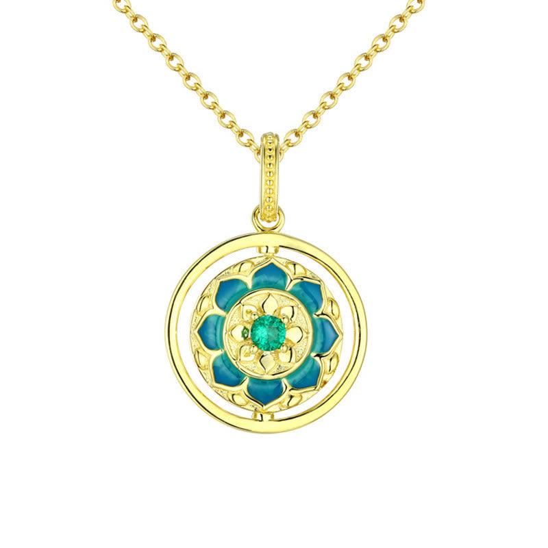 KarmaRipple's 925 Sterling Silver Lotus Flower Floral Zircon Enlightenment Rotatable Pendant Necklace p5
