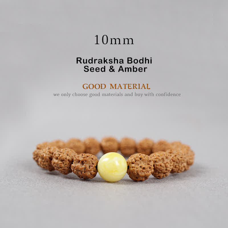 KarmaRipple's Tibet Rudraksha Bodhi Seed Dzi Bead Amber Turquoise Wealth Bracelet p8