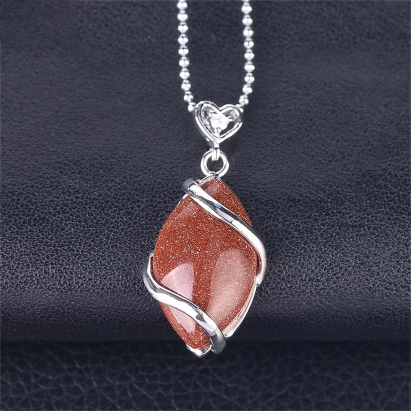 KarmaRipple's Marquise Pattern Authentic Gemstone Stone Talisman Pendant Necklace p43
