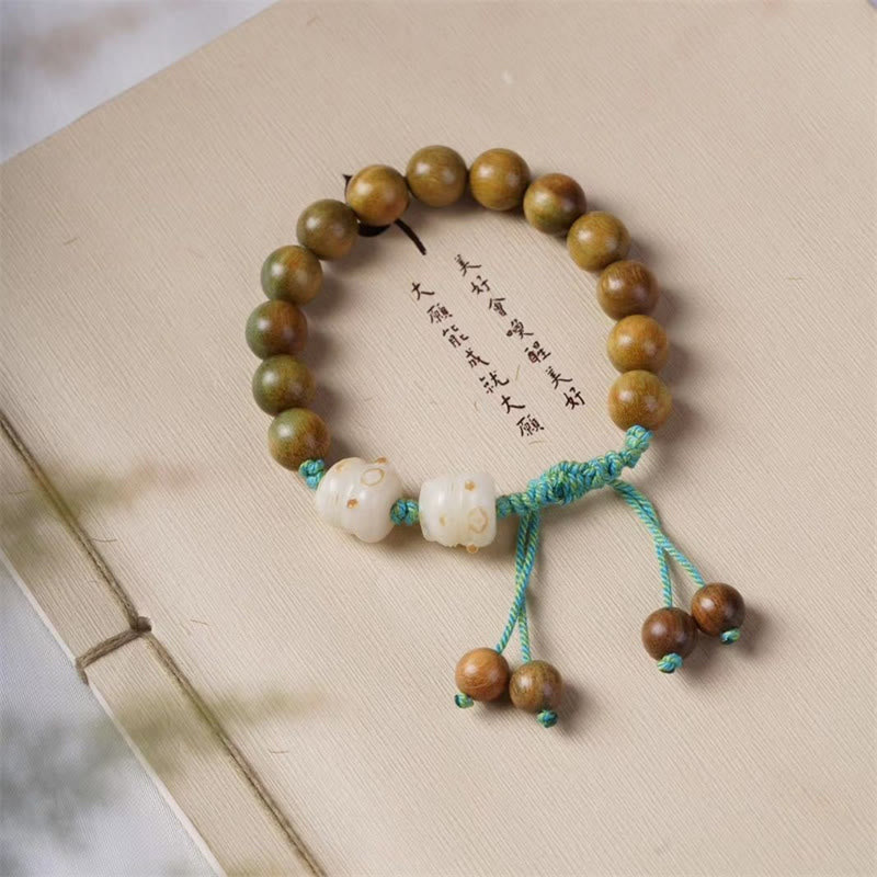 KarmaRipple's Green Sandalwood Bodhi Seed Fortunate Cat Positive Bracelet p9
