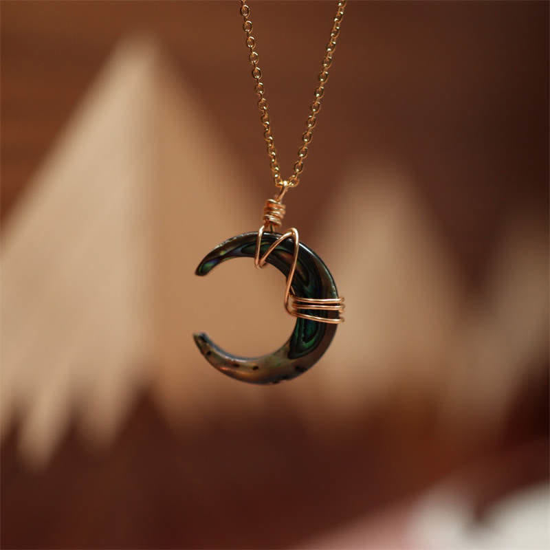 KarmaRipple's Authentic Tridacna Stone Crescent Moon Blessing Pendant Necklace p12