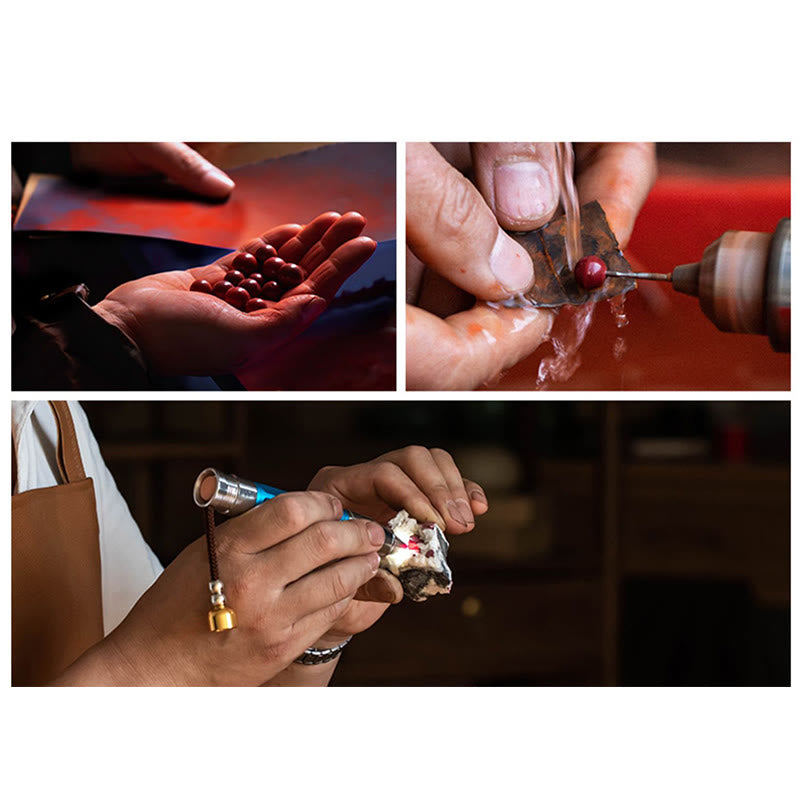 KarmaRipple's Authentic Cinnabar Chinese Zodiac Hetian Jade Fu Character Fortune Rope Bracelet p28