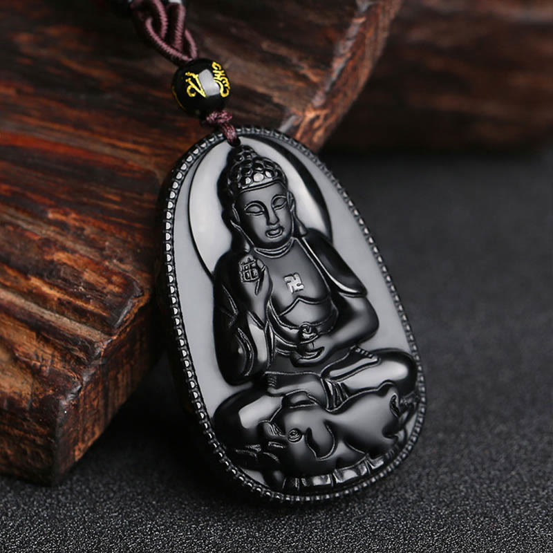 KarmaRipple's Chinese Zodiac Natal Buddha Authentic Black Obsidian Purification Pendant Necklace p13