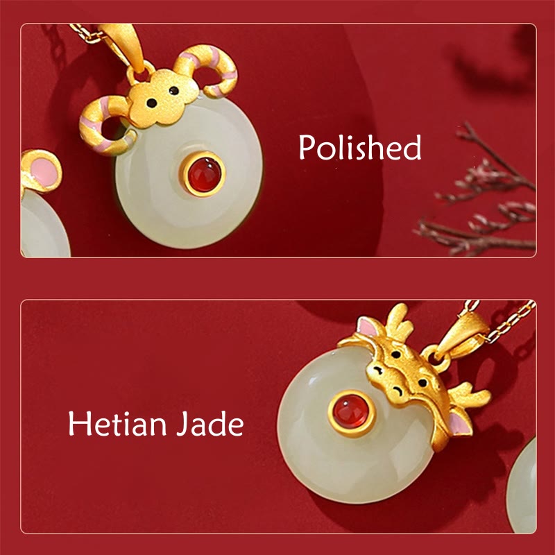 KarmaRipple's 925 Sterling Silver Hetian Jade Chinese Zodiac Year of the Dragon Red Agate Fortune Protection Pendant Necklace p25