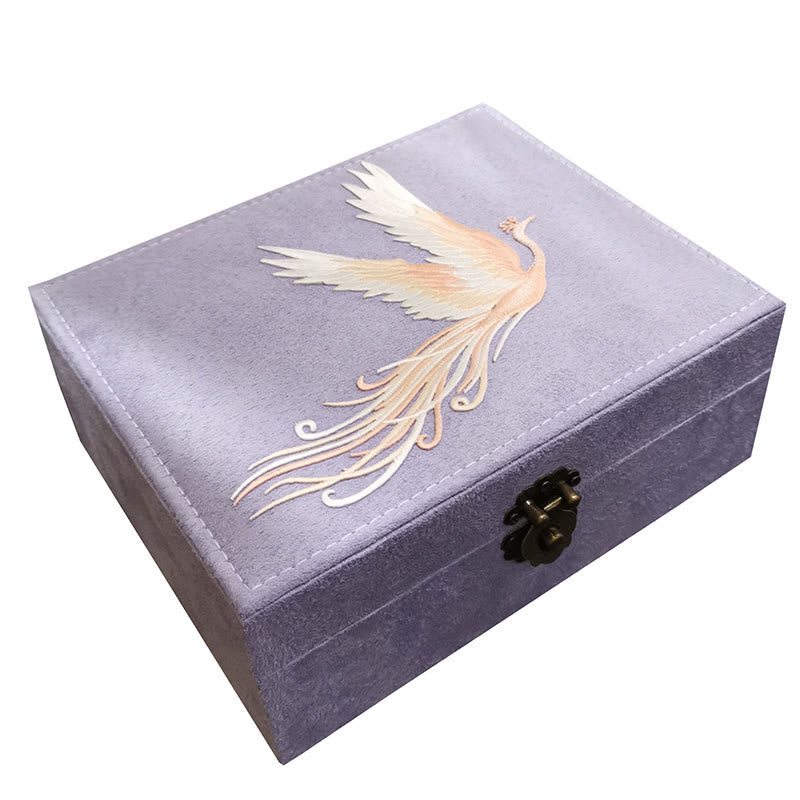 KarmaRipple's Purple Phoenix Jewelry Box Organizer Two-Layer Jewelry Storage Box Flannel Box p16