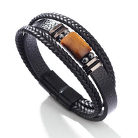 Bracelet en cuir multicouche à boucle magnétique Tiger Eye Power de KarmaRipple