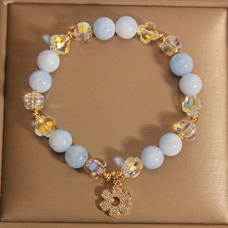 KarmaRipple's Authentic Aquamarine Flower Balancing Gemstone Bracelet p4