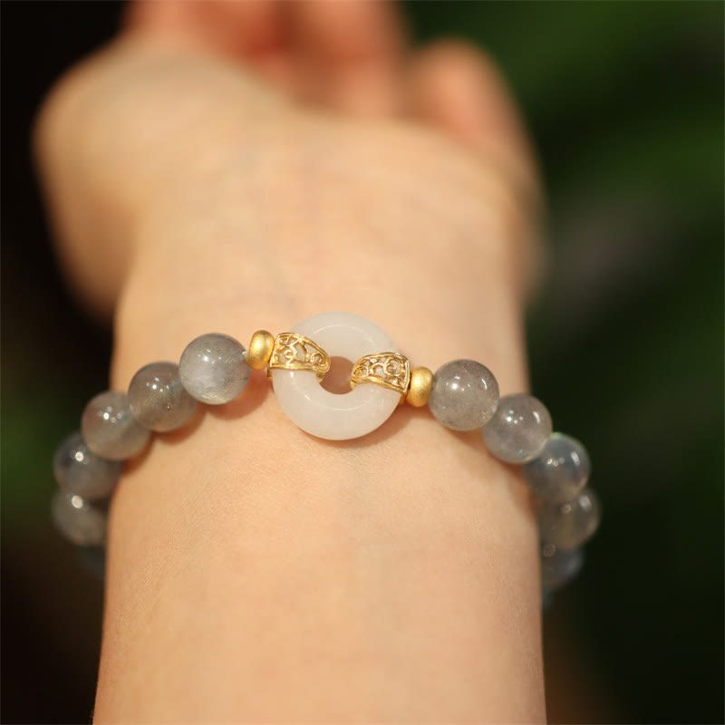 KarmaRipple's Authentic Moonstone Heitan Jade Peace Buckle Balancing Bracelet p15