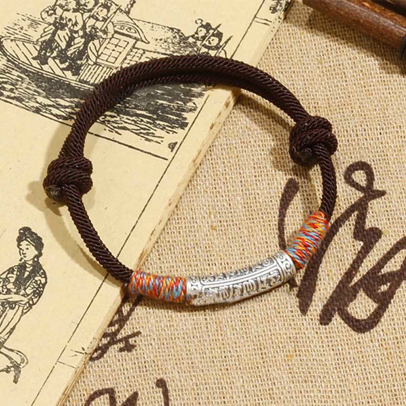 KarmaRipple's Handmade 999 Sterling Silver Om Mani Padme Hum Protection?Rope Bracelet p13