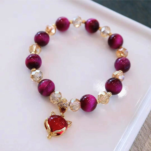 Bracelet de protection et de confiance en soi en œil de tigre rouge PiXiu Fox de KarmaRipple