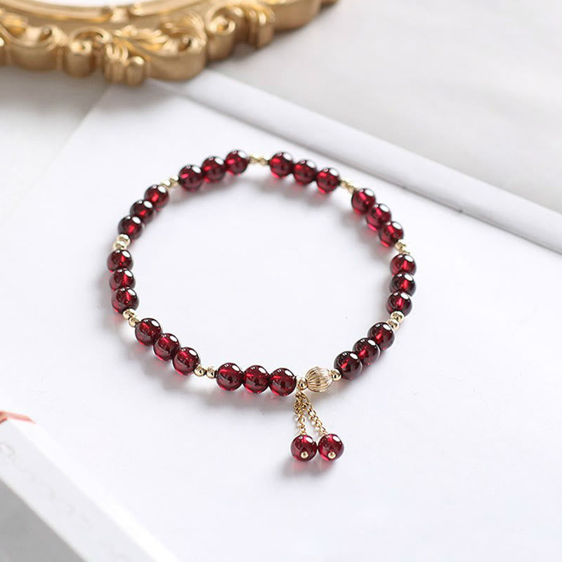 KarmaRipple's 14K Gold Authentic Garnet Calm Bracelet p2