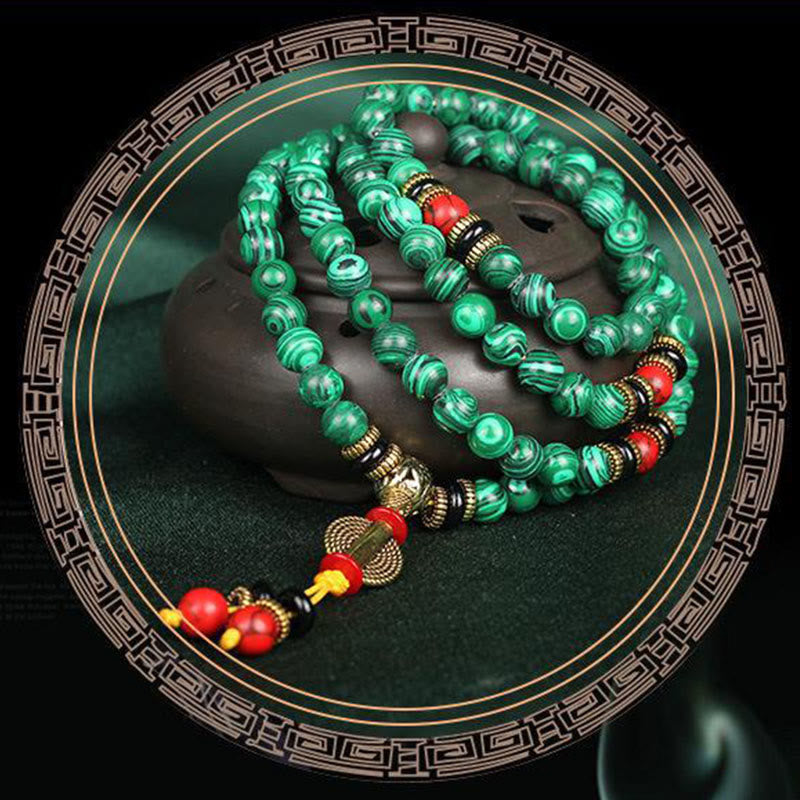 KarmaRipple's Tibetan 108 Mala Malachite Beadwork Bracelet Pendant p8