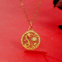 Collier pendentif porte-bonheur en argent sterling 925 incrusté de jade Hetian de l'année du dragon de KarmaRipple
