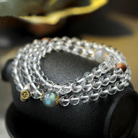 Bracelet triple tour en argent sterling 925 avec pierres précieuses ivoire et bouddha du zodiaque chinois de KarmaRipple