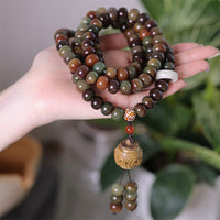 Bracelet 108 perles Mala de KarmaRipple, perles de Bodhi Dzi couleur Dunhuang, pour éloigner les mauvais esprits