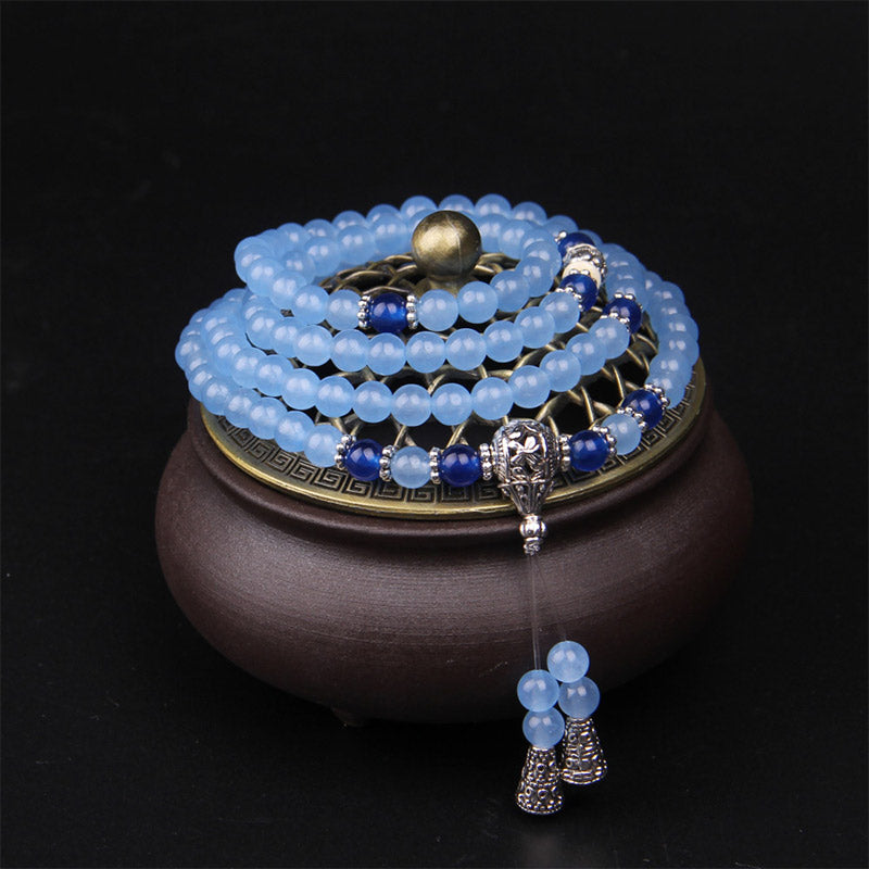 KarmaRipple's 108 Beadwork Blue Gemstone Balancing Bracelet Mala p2