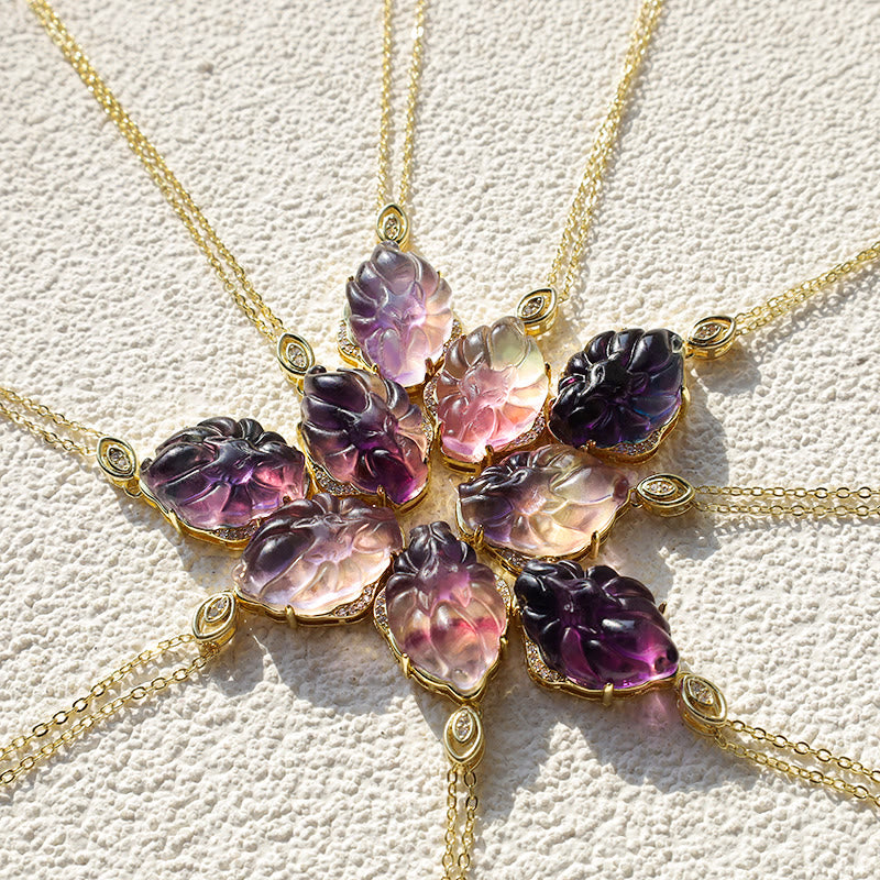 KarmaRipple's Authentic Colorful Fluorite Nine Tailed Fox Protection Pendant Necklace p3