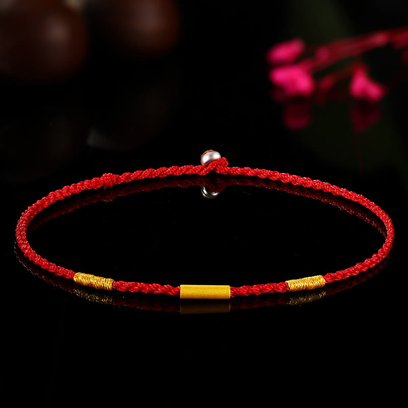 KarmaRipple's 999 Gold Bead Handmade Four Thread Wishful Knots Woven Protection Bracelet p20