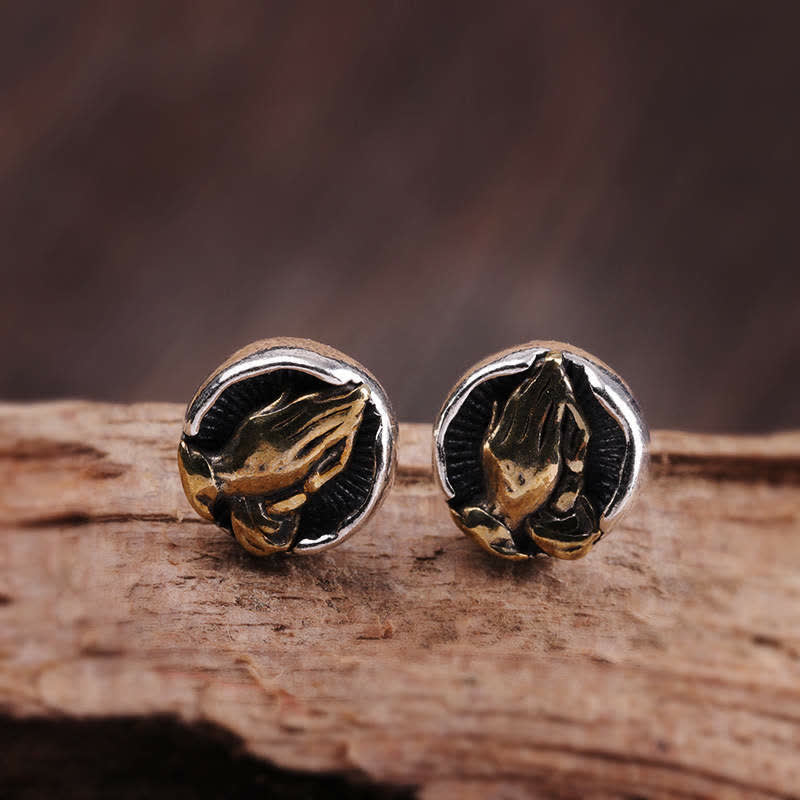 KarmaRipple's 925 Sterling Silver Namaste Equality Stud Earrings p7