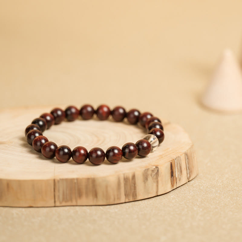 KarmaRipple's Small Leaf Red Sandalwood Ivory Gemstone Protection Bracelet p5