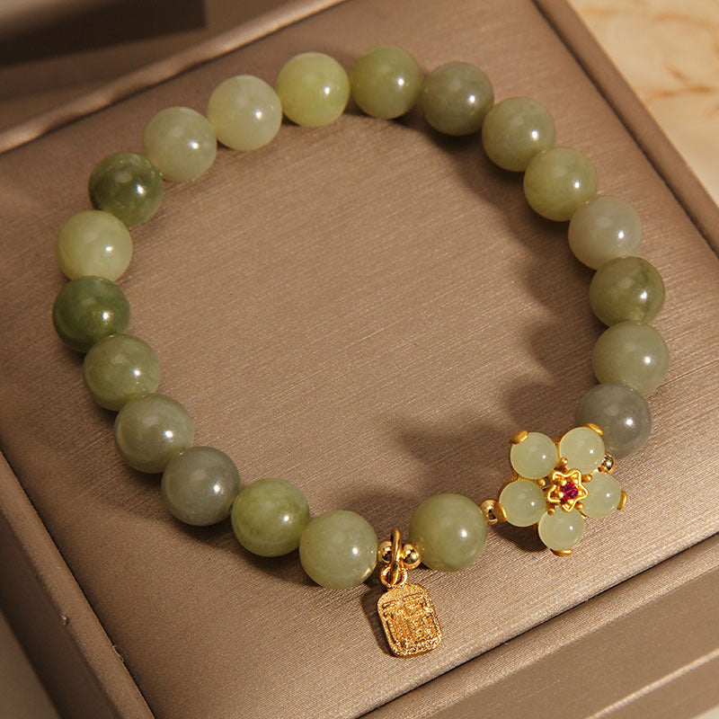 KarmaRipple's Green Jade Flower Fu Character Talisman Fortune Bracelet p10