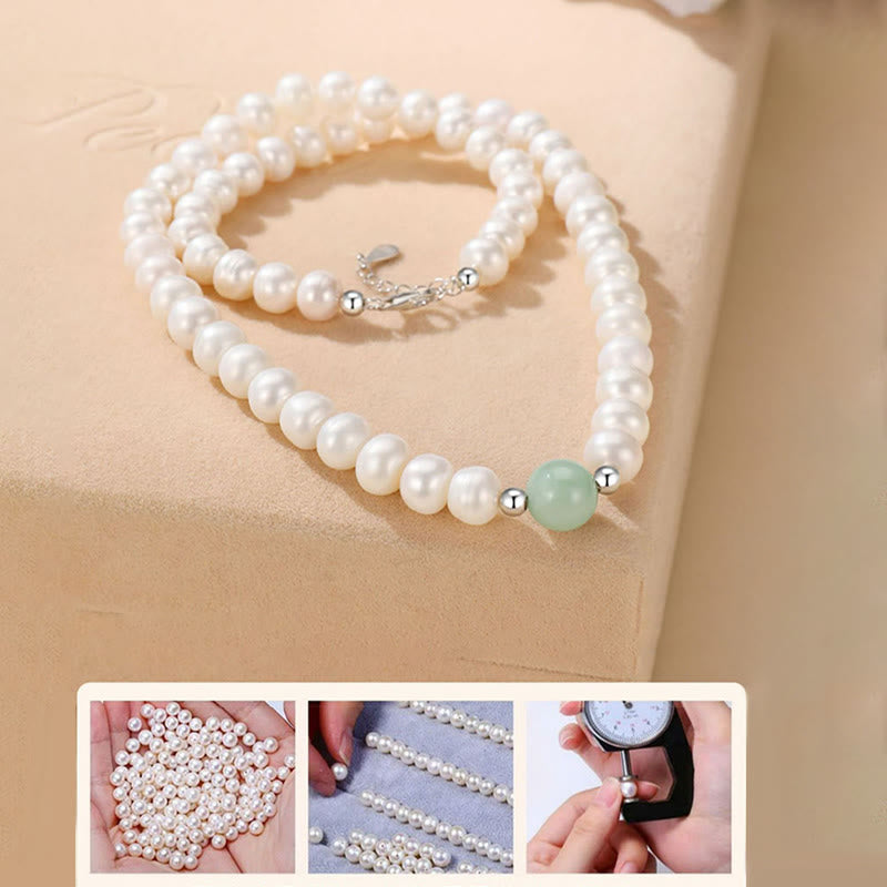KarmaRipple's 925 Sterling Silver Authentic Pearl Jade Balancing Pendant Bracelet Earrings With Gift Box p10
