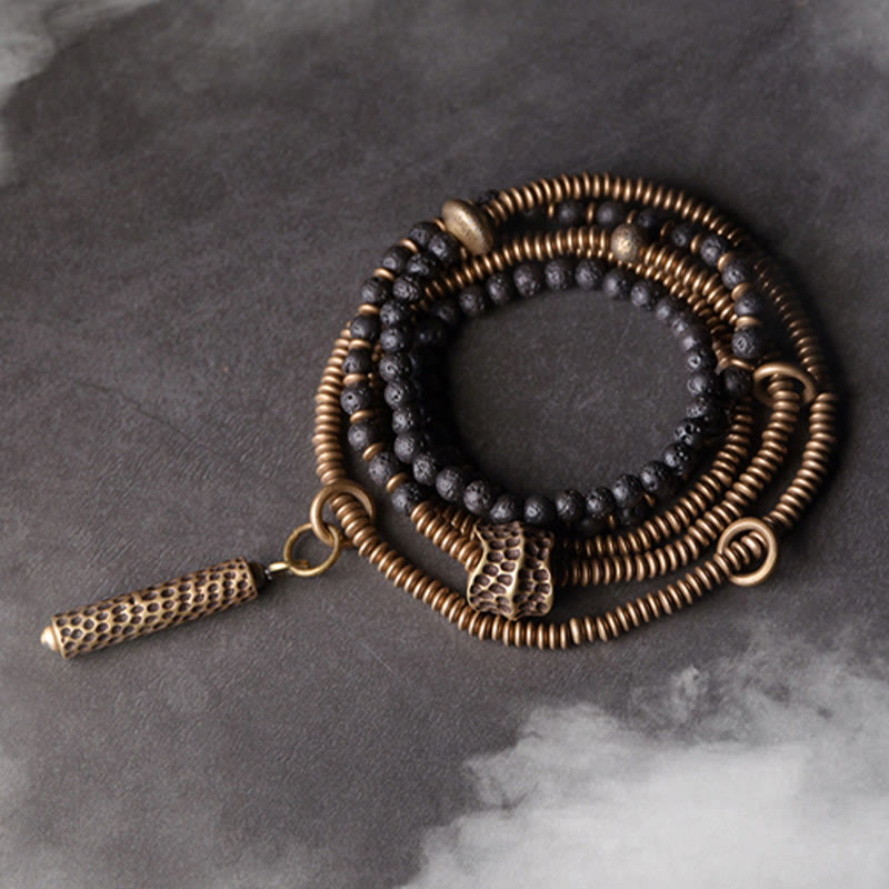 KarmaRipple's Vintage Lava Rock Bronze Balancing Multilayered Bracelet p14
