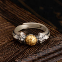 Bague ajustable en argent sterling 925 avec le mantra Manjusri Om Mani Padme Hum Peace de KarmaRipple