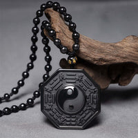 Collier pendentif Yin Yang en pierre d'obsidienne noire de KarmaRipple