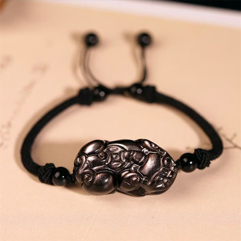 KarmaRipple's Authentic Obsidian Amethyst Citrine PiXiu Cooper Coin Wealth Bracelet p4