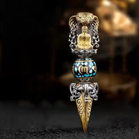KarmaRipple's Tibétain Om Mani Padme Hum Bouddha Richesse Rotation Pendentif Vajra Collier