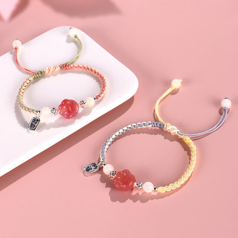 KarmaRipple's Yanyuan Agate Cat Claw Paw Ivory Bodhi Seed Fu Character Positive Woven Rope Bracelet p3