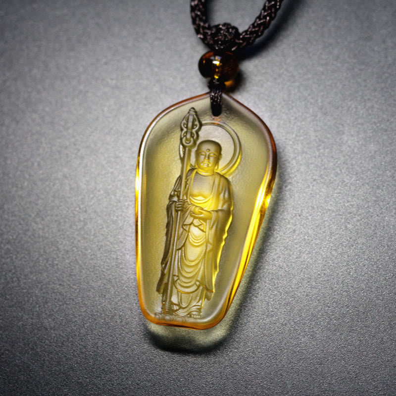 KarmaRipple's Ksitigarbha Buddha Liuli Gemstone Serenity Amulet Pendant Necklace p7