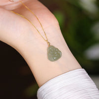 Collier pendentif papillon Bouddha rieur en argent sterling 925 authentique jade Hetian cyan de KarmaRipple
