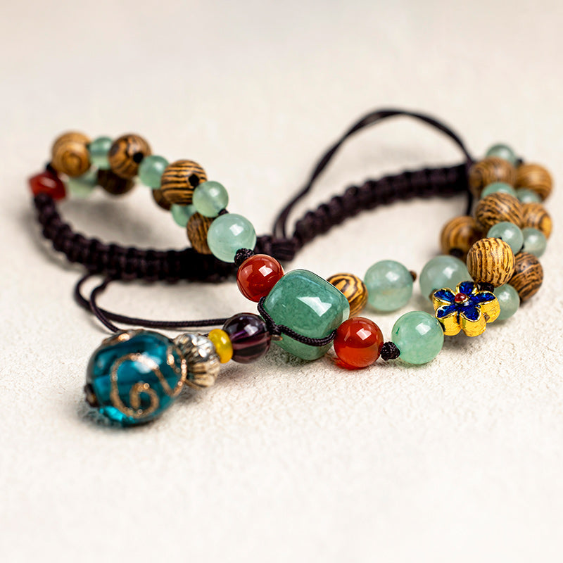 KarmaRipple's Wenge Wood Green Aventurine Balance Protection Anklet p6