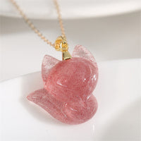 Collier avec pendentif en argent sterling 925 plaqué or 14 carats et quartz fraise de KarmaRipple