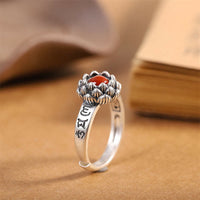 Bague de bénédiction de confiance en agate rouge lotus en argent sterling 25 de KarmaRipple