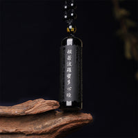 Collier pendentif authentique en obsidienne noire de KarmaRipple, symbole de purification du Sutra du cœur