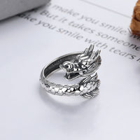 Bague ajustable en argent sterling 925 de KarmaRipple, symbole de l'année du dragon.