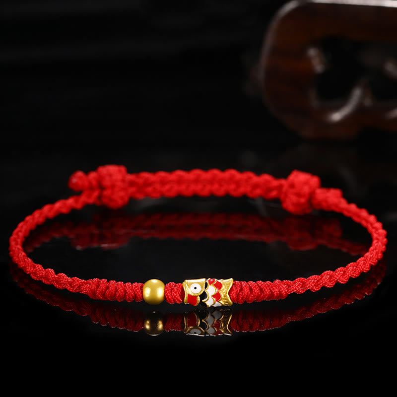 KarmaRipple's 999 Gold Fortune Koi Fish Handcrafted Woven String Bracelet p6