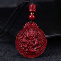 Collier pendentif de protection authentique en cinabre de l'année du dragon de KarmaRipple