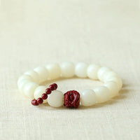 Authentique mala de poignet en cinabre Bodhi Seed de KarmaRipple, talisman du lion dansant, sagesse et équilibre