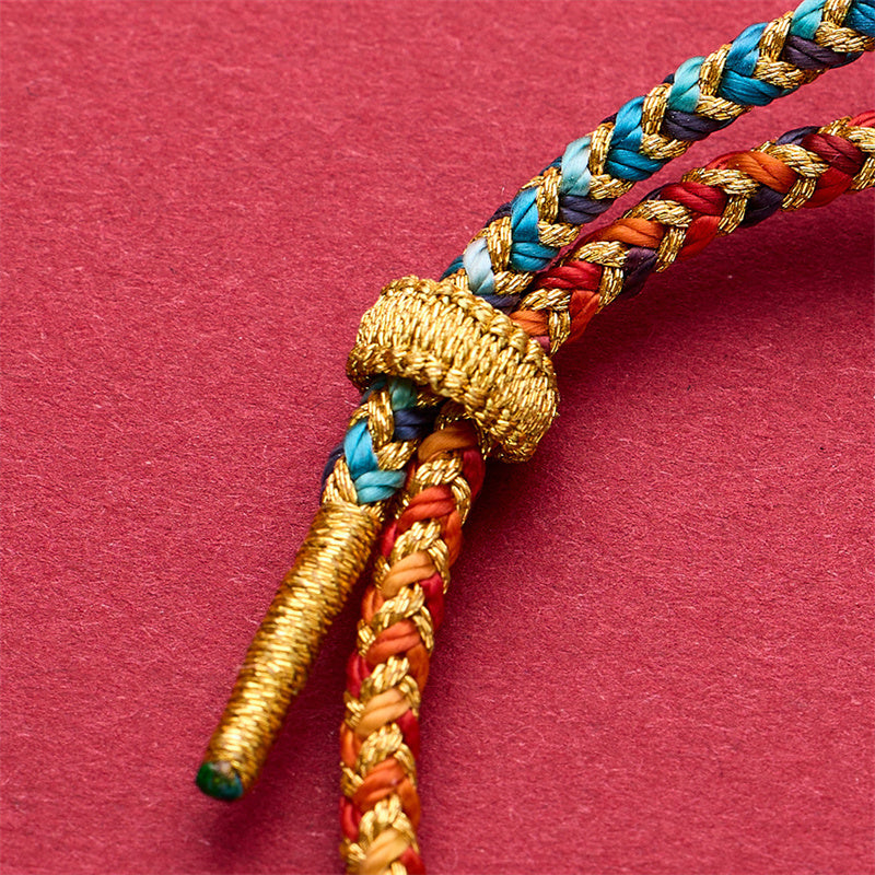 KarmaRipple's Year of the Dragon Koi Fish Mahjong Dice Peach Blossoms Bronze Coin Fortune Woven Bracelet p8