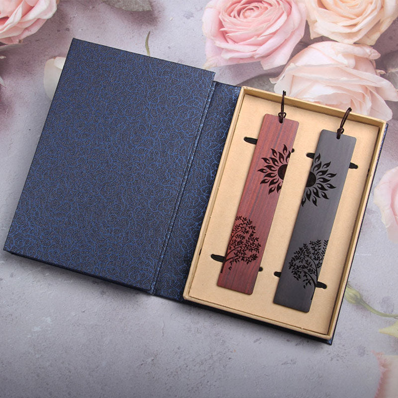KarmaRipple's Sun Tree Ebony Wood Small Leaf Red Sandalwood Bookmarks With Gift Box p11
