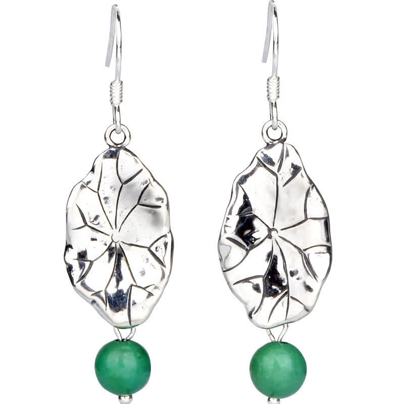 KarmaRipple's 925 Sterling Silver Turquoise Lotus Leaf Protection Drop Dangle Earrings p11