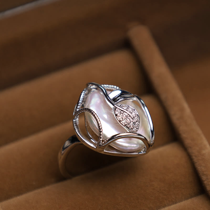 KarmaRipple's Pearl Bronze Plated Gold Flower Happiness Wealth Ring p25