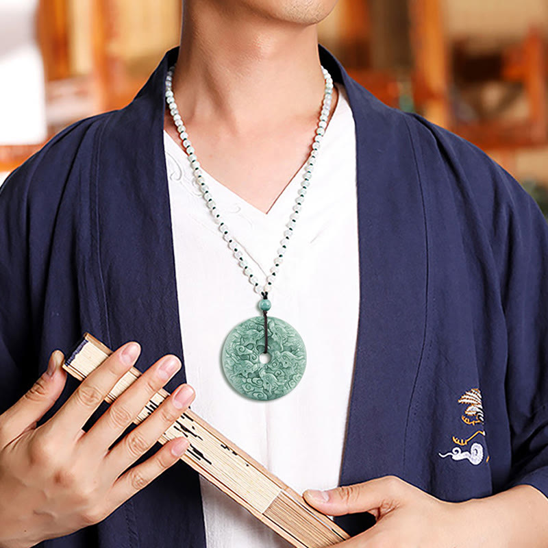 KarmaRipple's Year of the Dragon Authentic Jade Nine Dragons Peace Buckle Protection Pendant Necklace p7