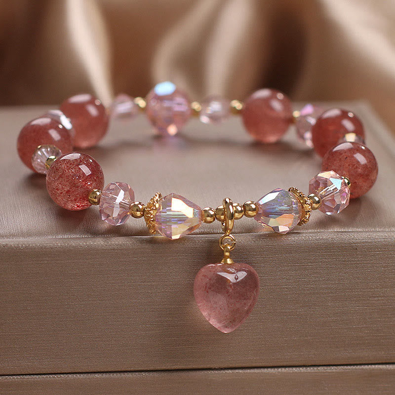 KarmaRipple's Authentic Strawberry Quartz Gemstone Love Heart Balancing Positive Bracelet p8
