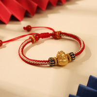 Bracelet tissé à la main en argent sterling 925 avec motif bébé dragon Fortune Strength de KarmaRipple